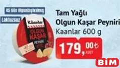 KAANLAR TAM YAĞLI OLGUN KAŞAR PEYNİRİ 600 G